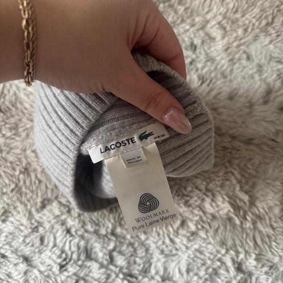 Lacoste Gray Ribbed Knit Hat - Picture 2 of 2